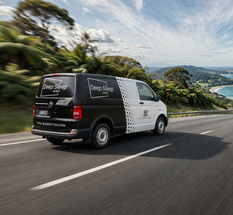Deep Sleep Blinds van on New Zealand road